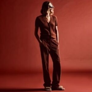 James Perse Wide Leg Corduroy Pant - Goji Pigment - 2